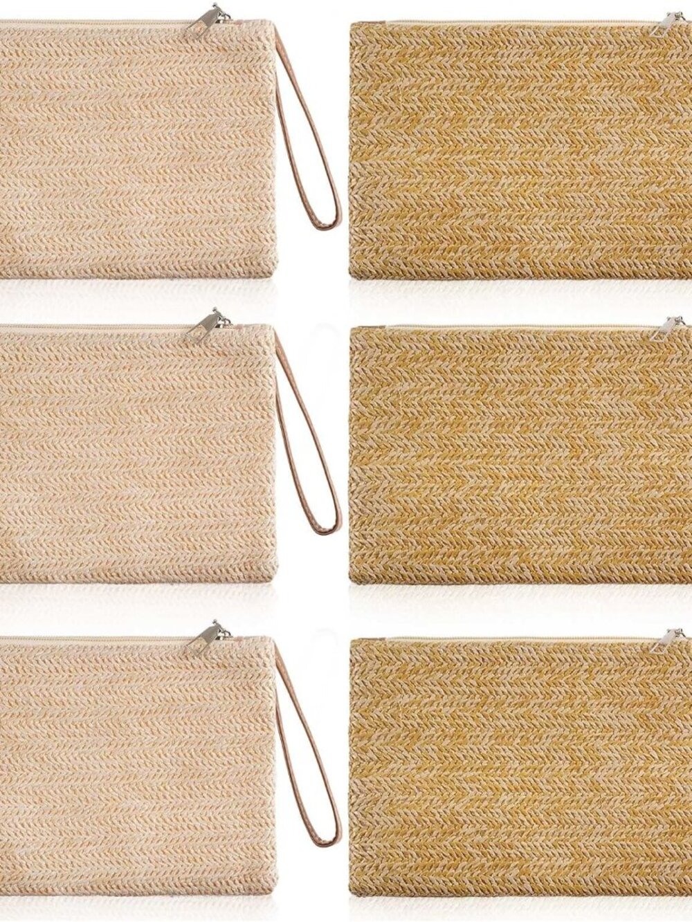 6 Pcs Women Straw Clutch Purse Bohemian Summer Beach Straw Purses for Women Wove